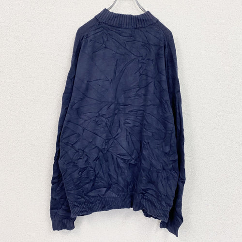00s　adidas　アディダス　ハーフジップコットンニットセーター　ヴィンテージ　紺　ネイビー　XLサイズ