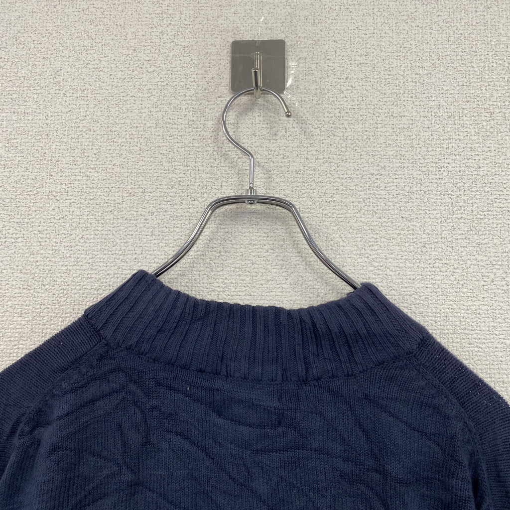 00s　adidas　アディダス　ハーフジップコットンニットセーター　ヴィンテージ　紺　ネイビー　XLサイズ