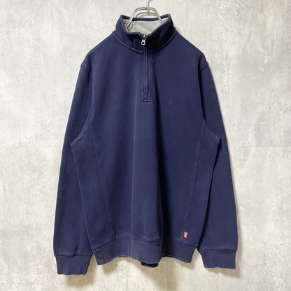 IZOD　アイゾッド　ハーフジップスウェット/トレーナー　ワンポイント　刺繍ロゴ　ビッグシルエット　紺　ネイビー　Mサイ