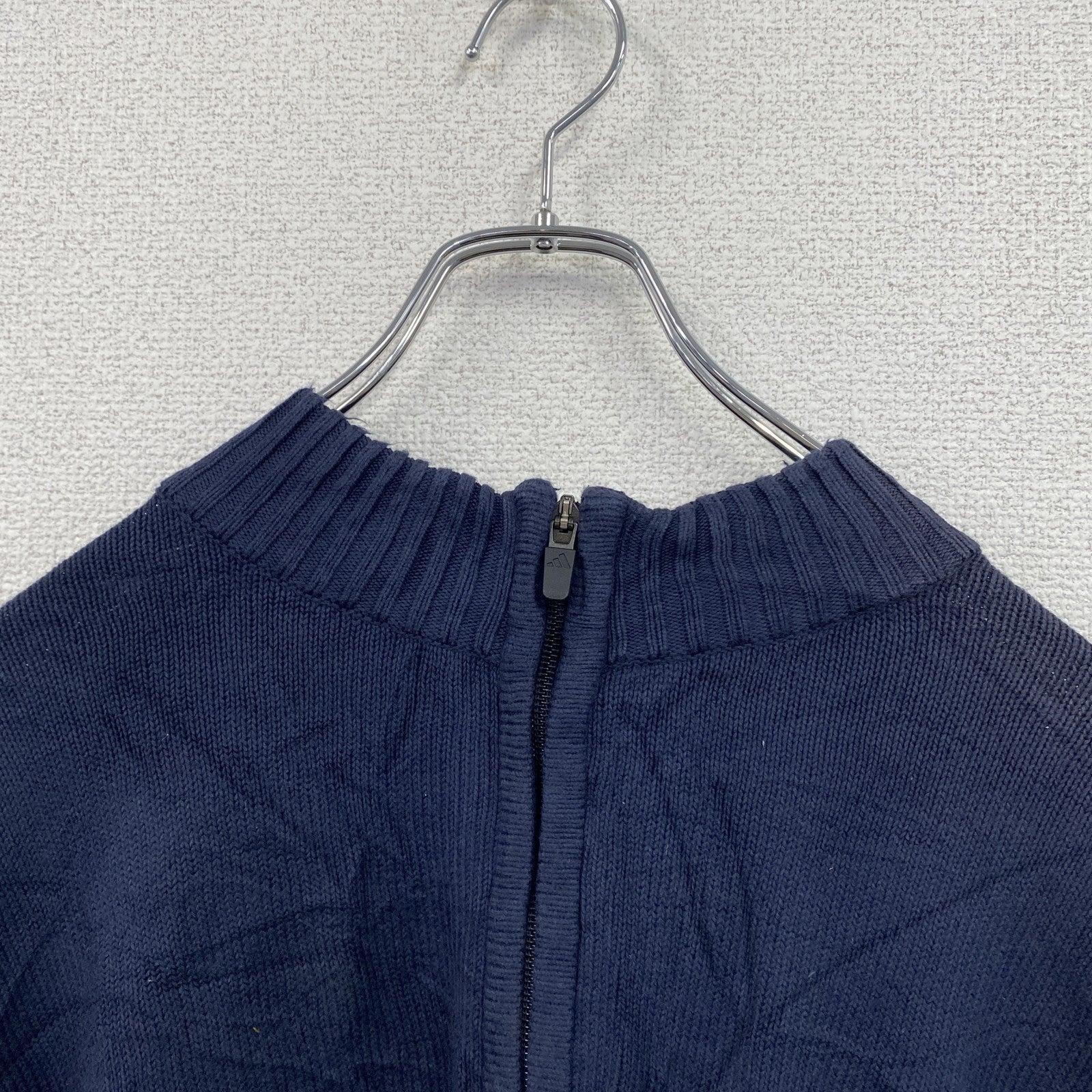 00s　adidas　アディダス　ハーフジップコットンニットセーター　ヴィンテージ　紺　ネイビー　XLサイズ