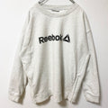 古着 used Reebok リーボック　長袖ロゴプリントスウェット　トレーナー　クルーネック　レトロデザイン　ライトグレー　