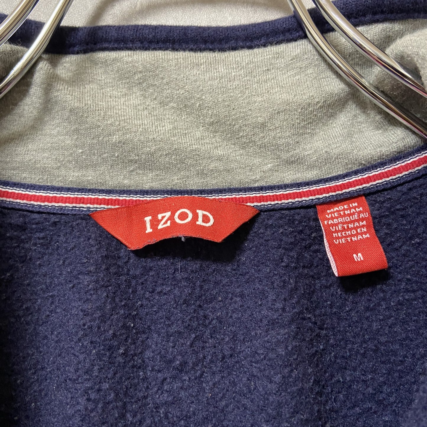 IZOD　アイゾッド　ハーフジップスウェット/トレーナー　ワンポイント　刺繍ロゴ　ビッグシルエット　紺　ネイビー　Mサイ
