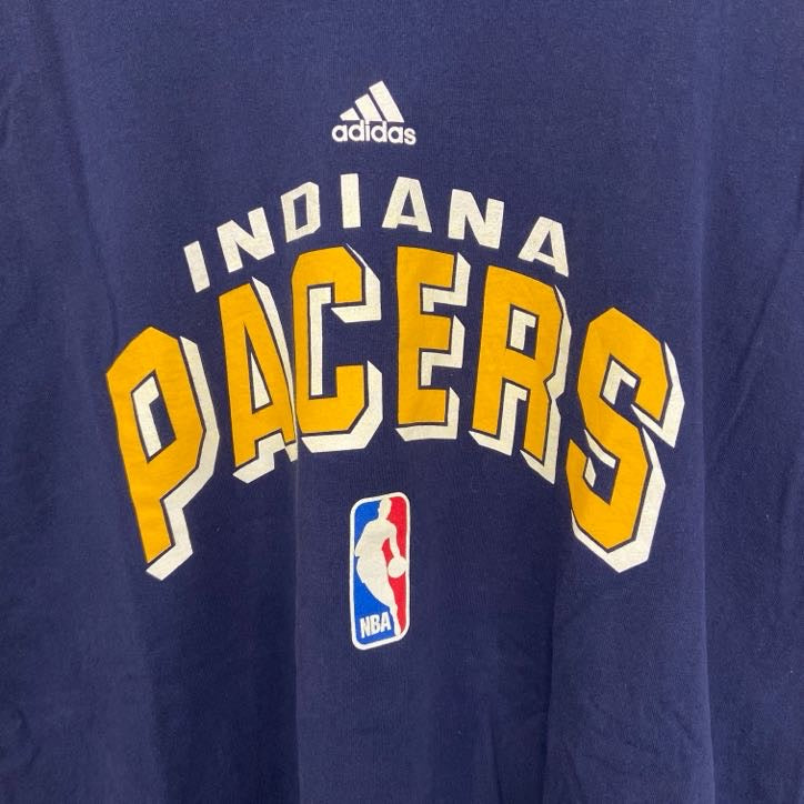 古着 used　adidas アディダス　長袖プリントTシャツ　ロンT　インディアナペイサーズ　NBA　ネイビー　XLサイズ