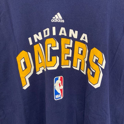 古着 used　adidas アディダス　長袖プリントTシャツ　ロンT　インディアナペイサーズ　NBA　ネイビー　XLサイズ
