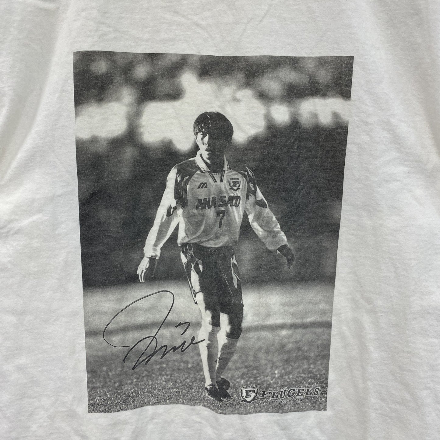 90s　United Sports　前園真聖　横浜フリューゲルス　半袖プリントTシャツ　白　ホワイト　Mサイズ