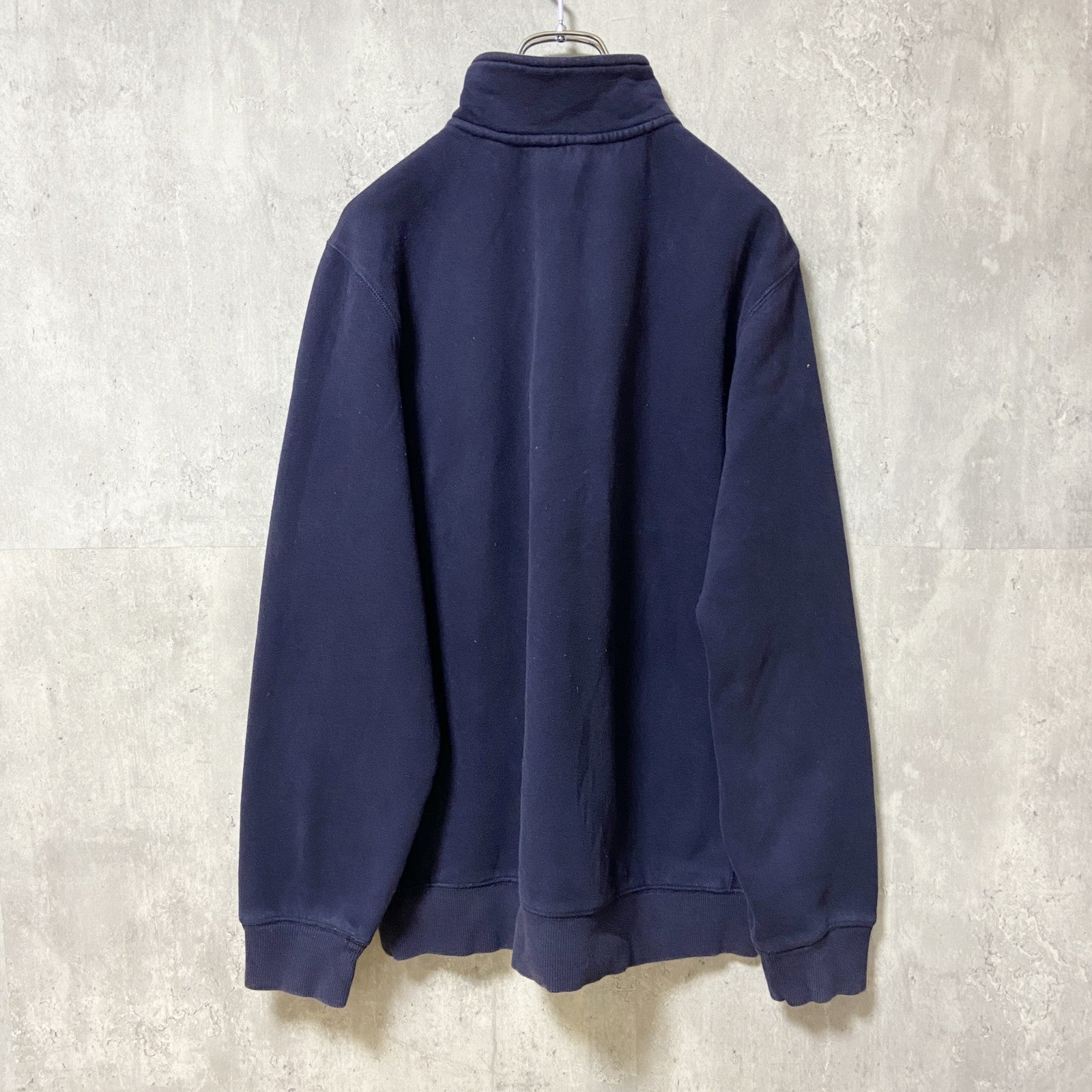 IZOD　アイゾッド　ハーフジップスウェット/トレーナー　ワンポイント　刺繍ロゴ　ビッグシルエット　紺　ネイビー　Mサイ