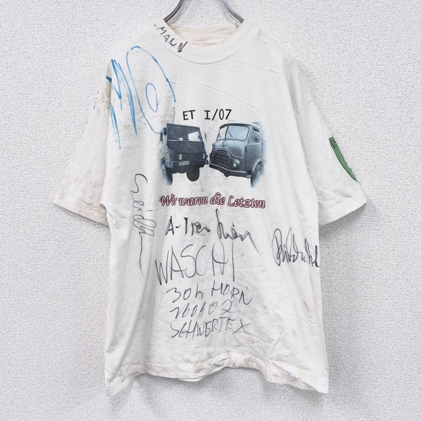 ～00s　Hanes　ヘインズ　半袖プリントTシャツ　ヴィンテージ　手書きサイン　白　ホワイト　XLサイズ