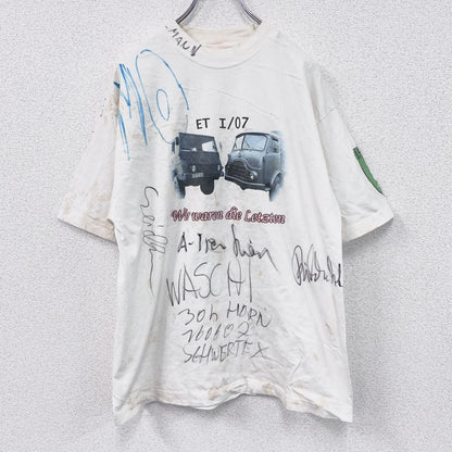 ～00s　Hanes　ヘインズ　半袖プリントTシャツ　ヴィンテージ　手書きサイン　白　ホワイト　XLサイズ