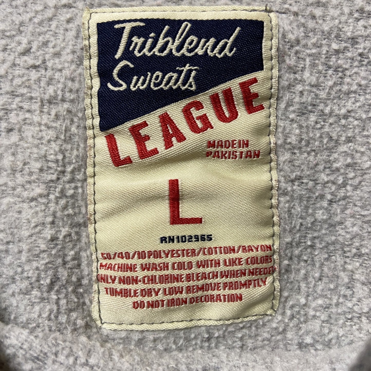 古着 used　LEAGUE　長袖スウェット　バックプリント　トレーナー　GO HUSKIES　フットボール　グレー　Lサイズ