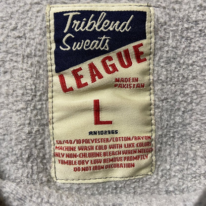 古着 used　LEAGUE　長袖スウェット　バックプリント　トレーナー　GO HUSKIES　フットボール　グレー　Lサイズ