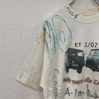 ～00s　Hanes　ヘインズ　半袖プリントTシャツ　ヴィンテージ　手書きサイン　白　ホワイト　XLサイズ