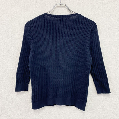 90s　RALPH LAUREN SPORT　ラルフローレンスポーツ　コットンニットカーディガン　刺繍ロゴ　紺　ネイビー　Mサイズ