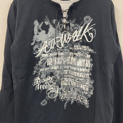 AIRWALK　長袖Tシャツ/ロンT　英字　レイヤード　紺　ネイビー　Lサイズ