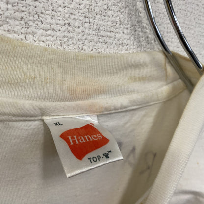 ～00s　Hanes　ヘインズ　半袖プリントTシャツ　ヴィンテージ　手書きサイン　白　ホワイト　XLサイズ