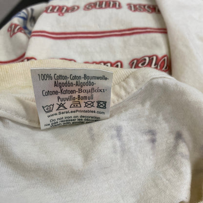 ～00s　Hanes　ヘインズ　半袖プリントTシャツ　ヴィンテージ　手書きサイン　白　ホワイト　XLサイズ