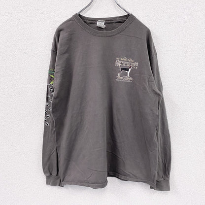 GILDAN　ギルダン　長袖プリントTシャツ/ロンT　ビーグル　灰色　グレー　Lサイズ