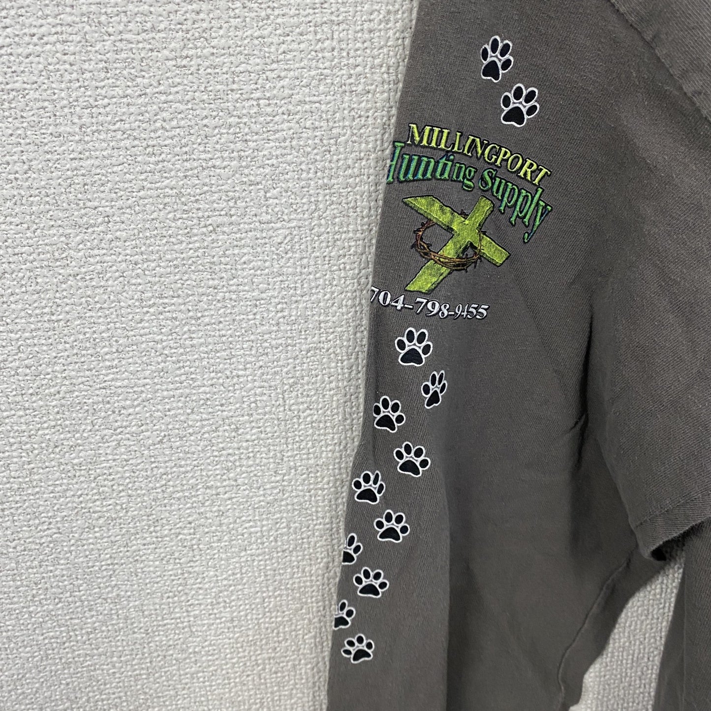 GILDAN　ギルダン　長袖プリントTシャツ/ロンT　ビーグル　灰色　グレー　Lサイズ