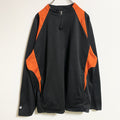 古着 used　HOLLOWAY　ホロウェイ　長袖ハーフジッププルオーバー　ジャージ　トラックジャケット　黒　オレンジ　XLサイズ