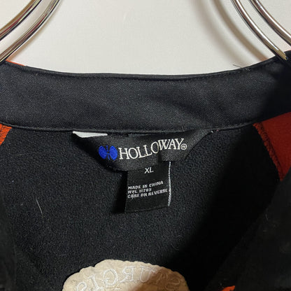 古着 used　HOLLOWAY　ホロウェイ　長袖ハーフジッププルオーバー　ジャージ　トラックジャケット　黒　オレンジ　XLサイズ