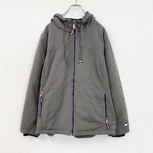 TOMMY HILFIGER　トミーヒルフィガー　フルジップ中綿ジャケット　チャコールグレー　2XLサイズ