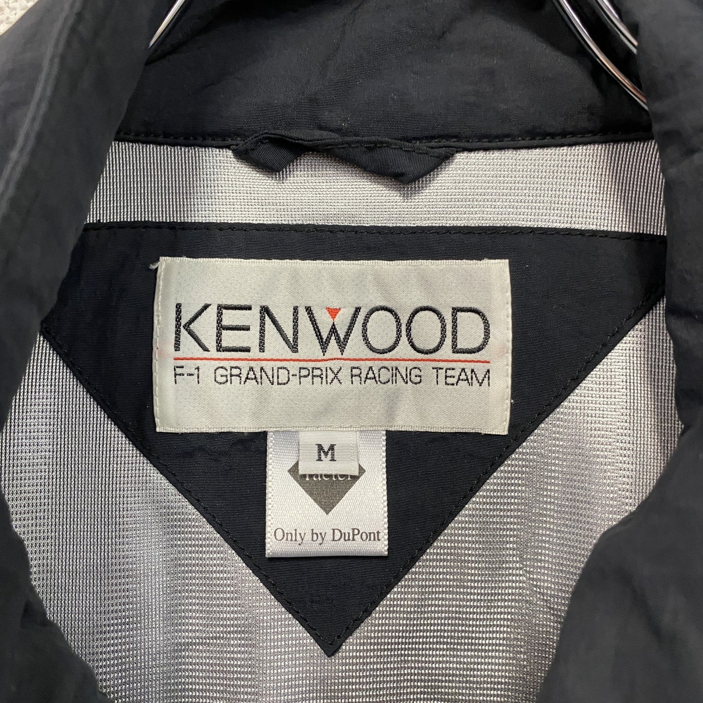 90s　KENWOOD F1　ケンウッド　ナイロンレーシングジャケット　ワッペン　デカロゴ　ヴィンテージ　黒　ブラック　Mサイズ