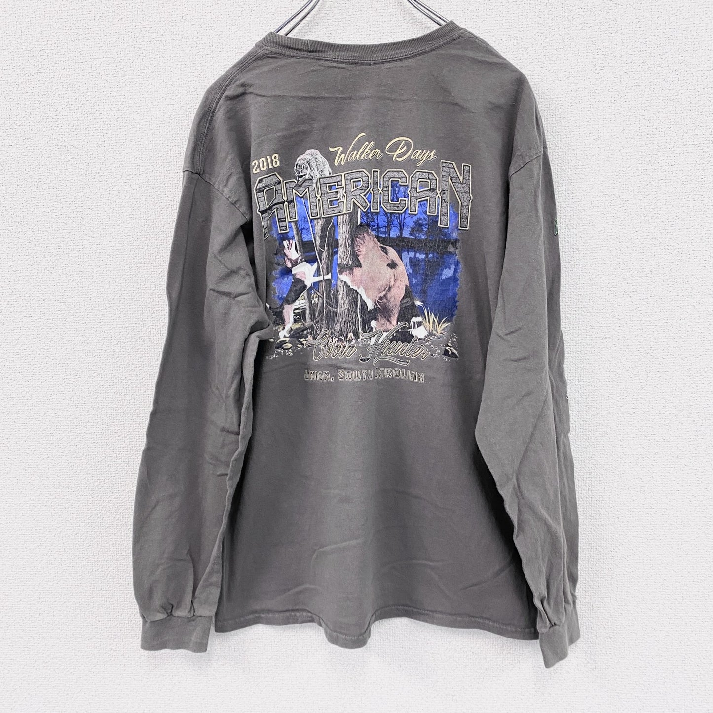 GILDAN　ギルダン　長袖プリントTシャツ/ロンT　ビーグル　灰色　グレー　Lサイズ