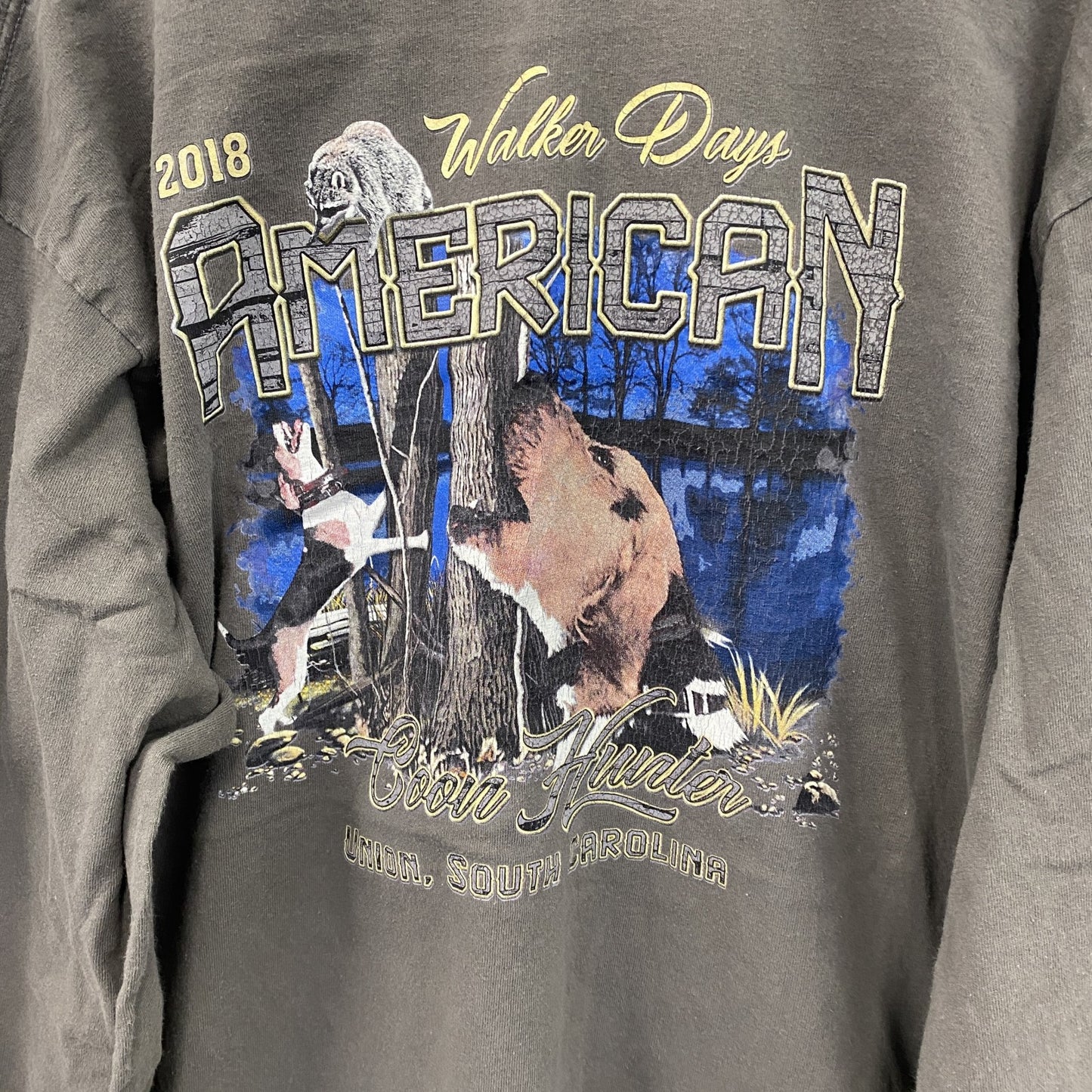 GILDAN　ギルダン　長袖プリントTシャツ/ロンT　ビーグル　灰色　グレー　Lサイズ