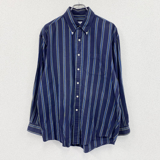 BROOKS BROTHERS　ブルックスブラザーズ　長袖ボタンダウンシャツ　ストライプ　紺　ネイビー　Lサイズ