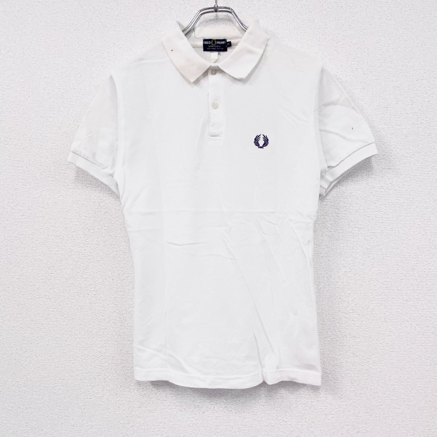 FRED PERRY　フレッドペリー　半袖ポロシャツ　スポーツウェア　ロゴ刺繡　白　ホワイト　Mサイズ