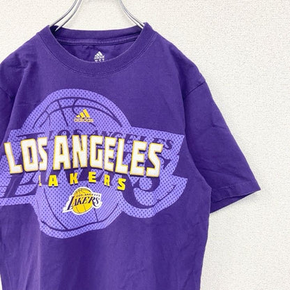 古着 used　adidas　アディダス　半袖プリントTシャツ　NBA　ロサンゼルス・レイカーズ　バスケ　紫　パープル　Mサイズ