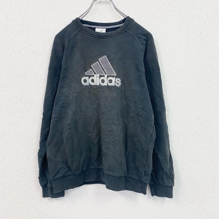 00s　adidas　アディダス　スウェット/トレーナー　ヴィンテージ　パフォーマンスロゴ　黒　ブラック　XLサイズ