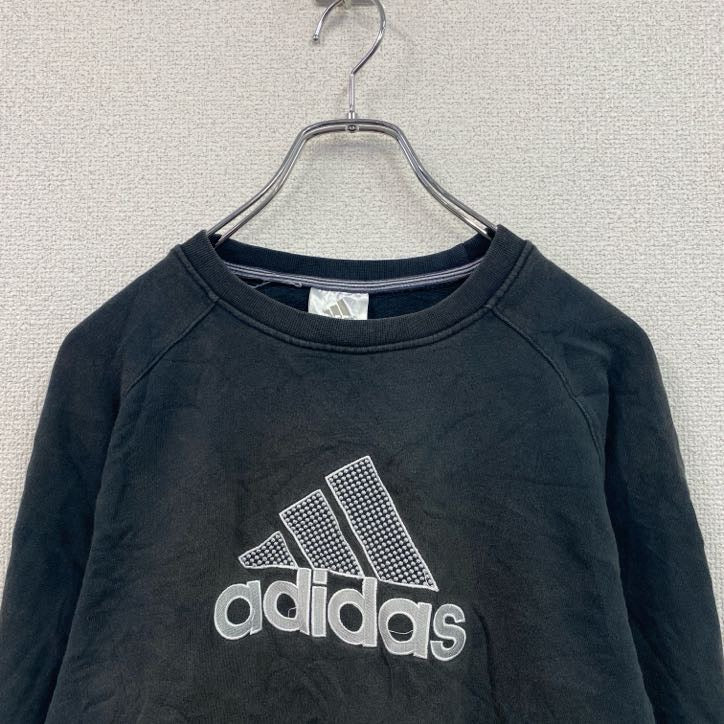 00s　adidas　アディダス　スウェット/トレーナー　ヴィンテージ　パフォーマンスロゴ　黒　ブラック　XLサイズ