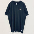 古着 used　adidas　アディダス　半袖ワンポイント刺繍Tシャツ　ワッペン　レトロデザイン　ブラック　黒　XLサイズ