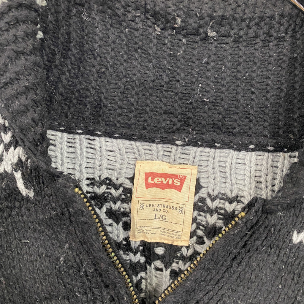 Levi's　リーバイス　フルジップウールニットカーディガン ショールカラー　黒　ブラック　Mサイズ