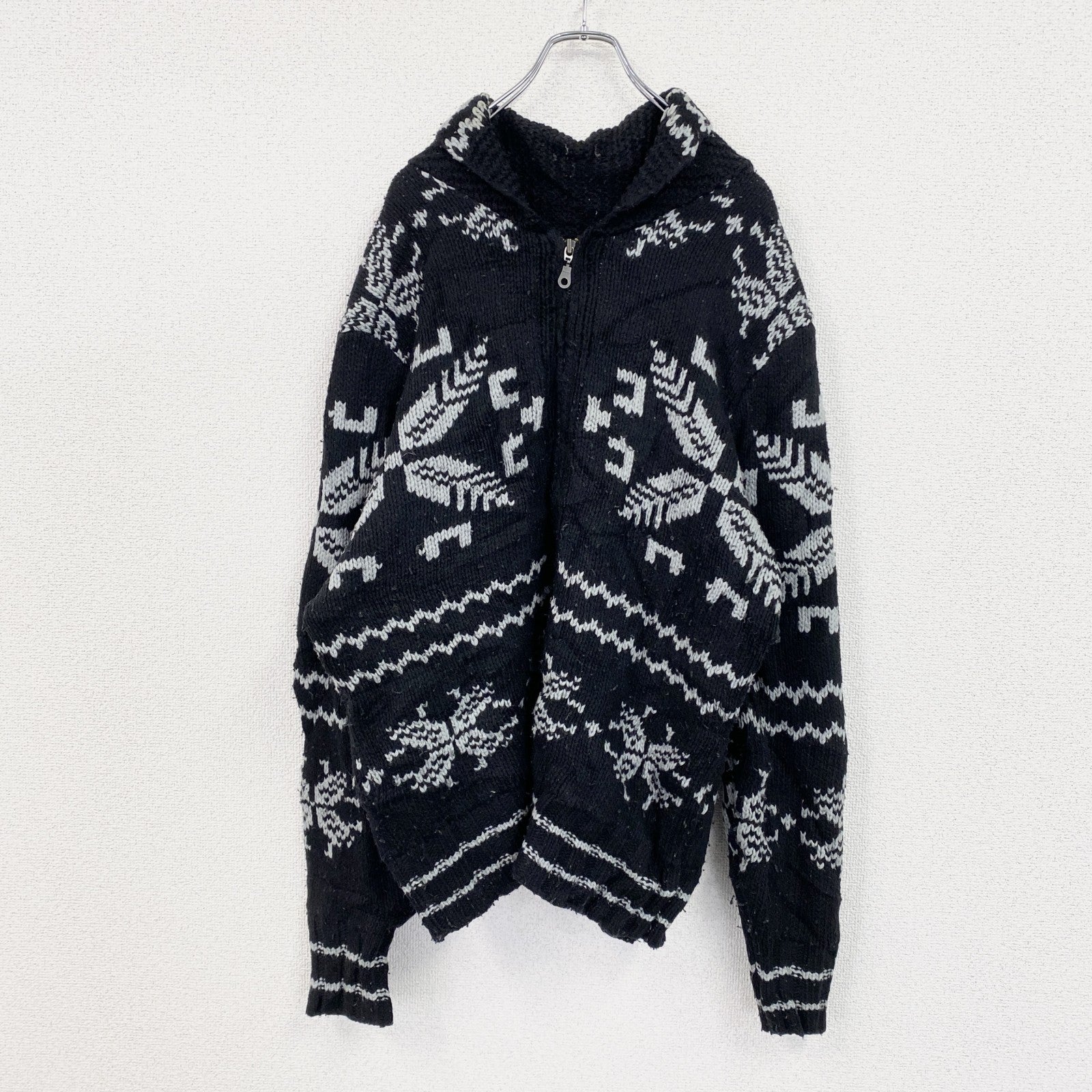 Levi's　リーバイス　フルジップウールニットカーディガン ショールカラー　黒　ブラック　Mサイズ