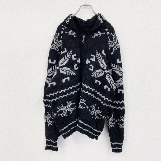 Levi's　リーバイス　フルジップウールニットカーディガン ショールカラー　黒　ブラック　Mサイズ