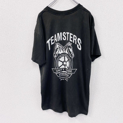 90s～　半袖プリントTシャツ　ヴィンテージ　シングルステッチ　黒　ブラック