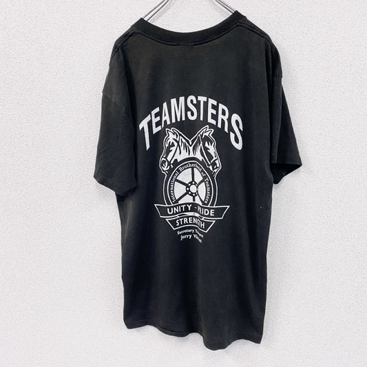 90s～　半袖プリントTシャツ　ヴィンテージ　シングルステッチ　黒　ブラック