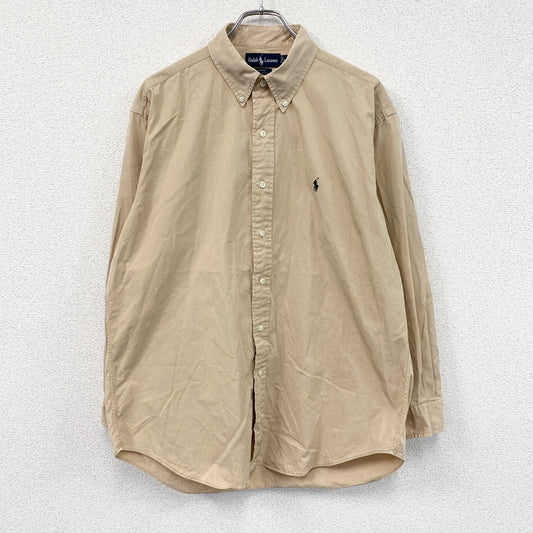 90s　Ralph Lauren　ラルフローレン　BLAKE　長袖ボタンダウンシャツ　ベージュ　Lサイズ