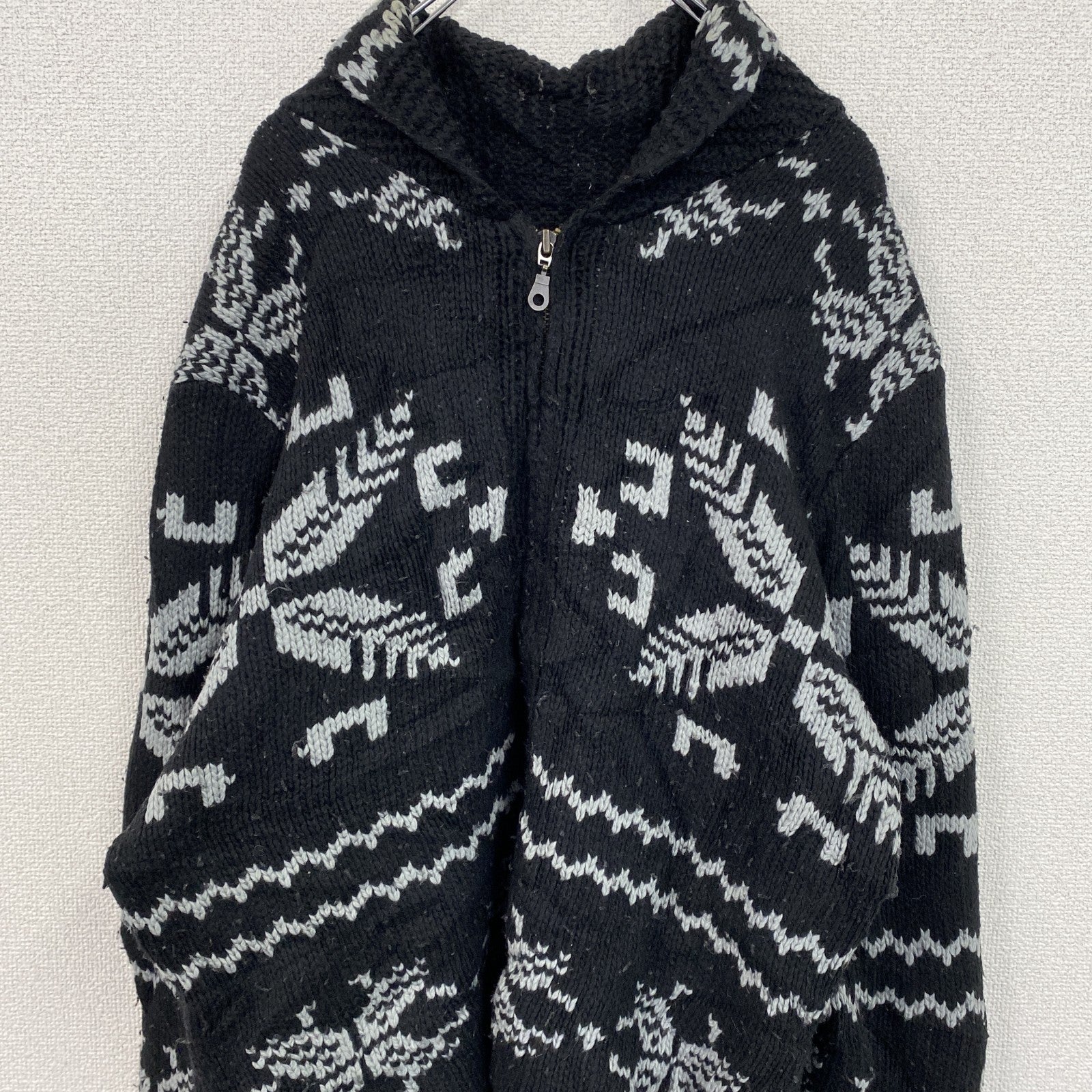 Levi's　リーバイス　フルジップウールニットカーディガン ショールカラー　黒　ブラック　Mサイズ