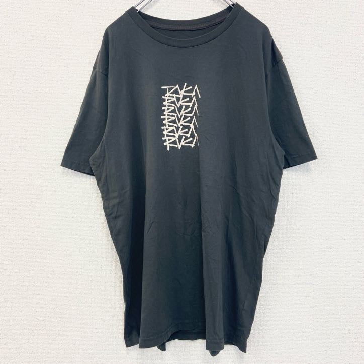 古着 used　RVCA　ルーカ　半袖プリントTシャツ　クルーネック　レトロデザイン　ノームコア　黒　ブラック　Lサイズ
