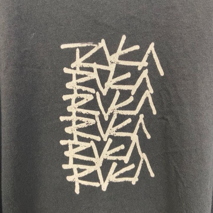 古着 used　RVCA　ルーカ　半袖プリントTシャツ　クルーネック　レトロデザイン　ノームコア　黒　ブラック　Lサイズ