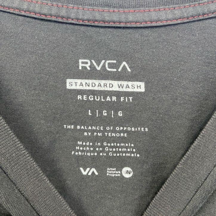 古着 used　RVCA　ルーカ　半袖プリントTシャツ　クルーネック　レトロデザイン　ノームコア　黒　ブラック　Lサイズ