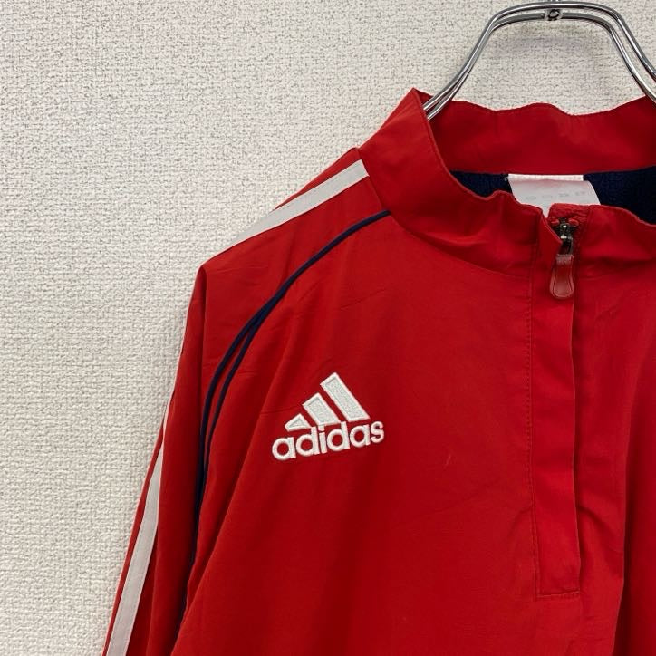 adidas　アディダス　プルオーバートラックジャケット　ハーフジップ　赤　レッド　