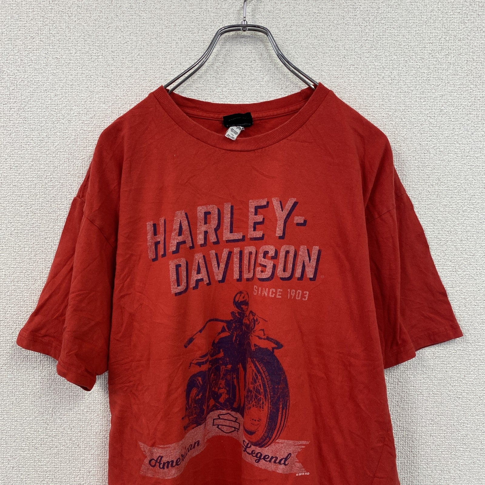 HARLEY DAVIDSON　ハーレーダビッドソン　半袖プリントTシャツ　赤　レッド　Lサイズ
