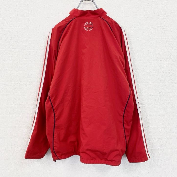 adidas　アディダス　プルオーバートラックジャケット　ハーフジップ　赤　レッド　