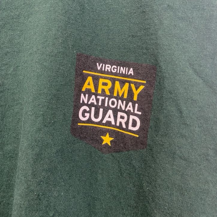 古着 used　champion　チャンピオン　半袖プリントTシャツ　バージニア陸軍州兵　ミリタリー　緑　グリーン　XLサイズ