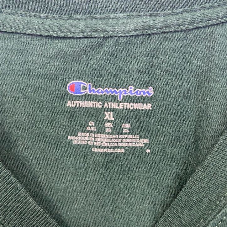 古着 used　champion　チャンピオン　半袖プリントTシャツ　バージニア陸軍州兵　ミリタリー　緑　グリーン　XLサイズ