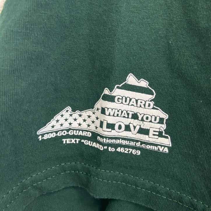 古着 used　champion　チャンピオン　半袖プリントTシャツ　バージニア陸軍州兵　ミリタリー　緑　グリーン　XLサイズ
