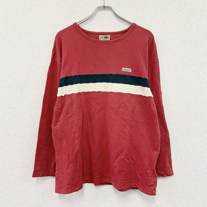 LACOSTE　ラコステ　長袖Tシャツ/ロンT　フェード　ボーダー柄　ワンポイント　赤　レッド　Lサイズ